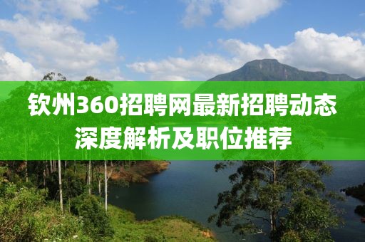 钦州360招聘网最新招聘动态深度解析及职位推荐