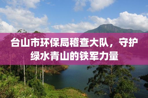 台山市环保局稽查大队，守护绿水青山的铁军力量