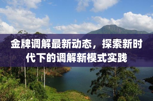 金牌调解最新动态，探索新时代下的调解新模式实践