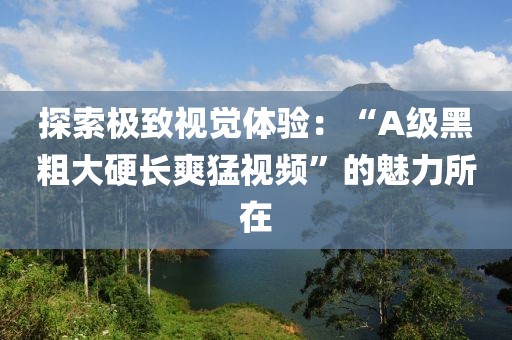 探索极致视觉体验：“A级黑粗大硬长爽猛视频”的魅力所在