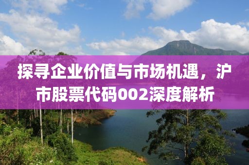 探寻企业价值与市场机遇，沪市股票代码002深度解析